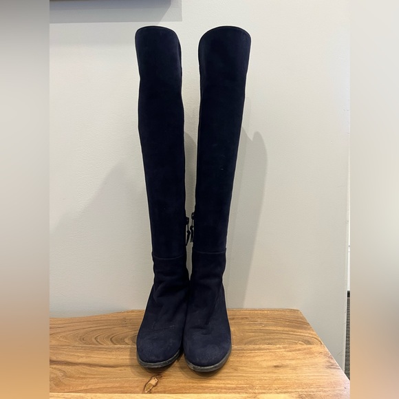 Stuart Weitzman all suede knee high boots US size 4 in dark navy - Picture 2 of 4